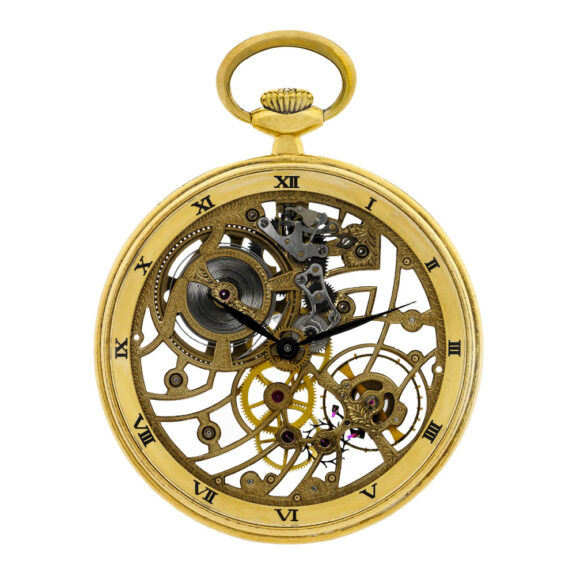 Elegant Swiss gold skeletonized keyless dress watch Circa 1970