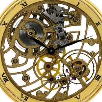 Elegant Swiss gold skeletonized keyless dress watch Circa 1970
