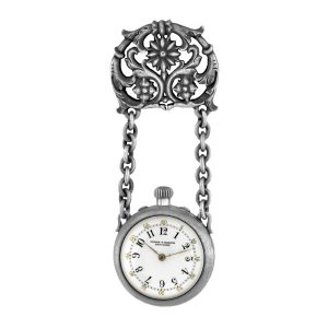 Swiss silver fob watch with decorative silver bow Circa 1883