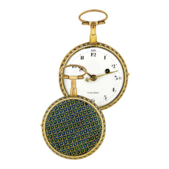 Fine French 18k gold and enamel quarter repeater Circa 1785