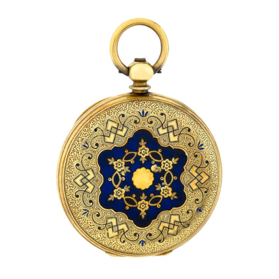 Swiss 18k gold pendant watch with English lever escapement Circa 1860