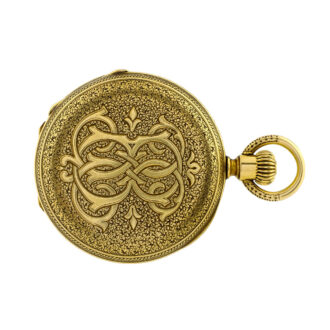 Swiss 18k gold foliate engraved half-hunting lady's watch Circa 1869