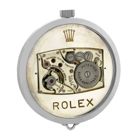 Swiss stainless steel tonneau-shaped Rolex watch Circa 1930 Swiss stainless steel tonneau-shaped Rolex watch Circa 1930