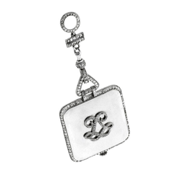 French elegant platinum and diamond-set pendant watch Circa 1910