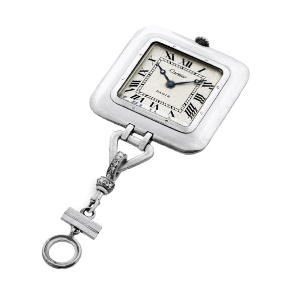 French elegant platinum and diamond-set pendant watch Circa 1910 French elegant platinum and diamond-set pendant watch Circa 1910
