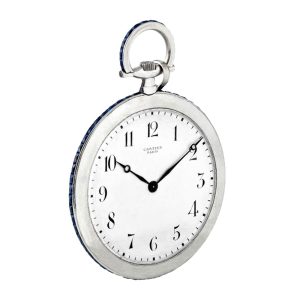 French thin platinum and sapphires pocket watch Circa 1925