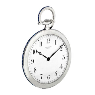 French thin platinum and sapphires pocket watch Circa 1925