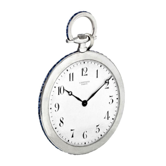 French thin platinum and sapphires pocket watch Circa 1925