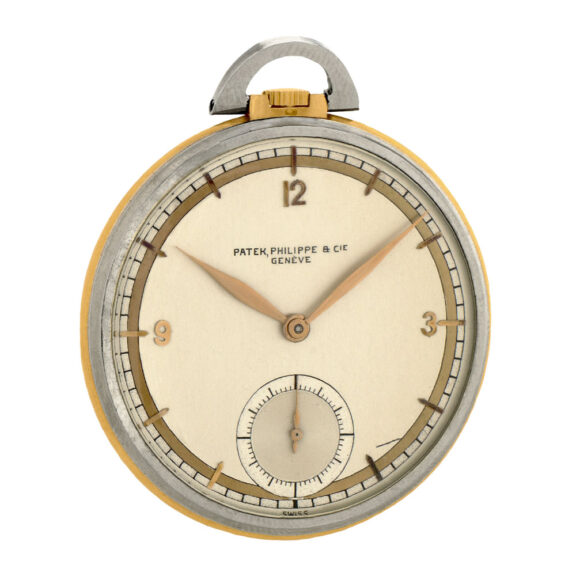 Swiss 18k pink and white gold dress pocket watch Circa 1935