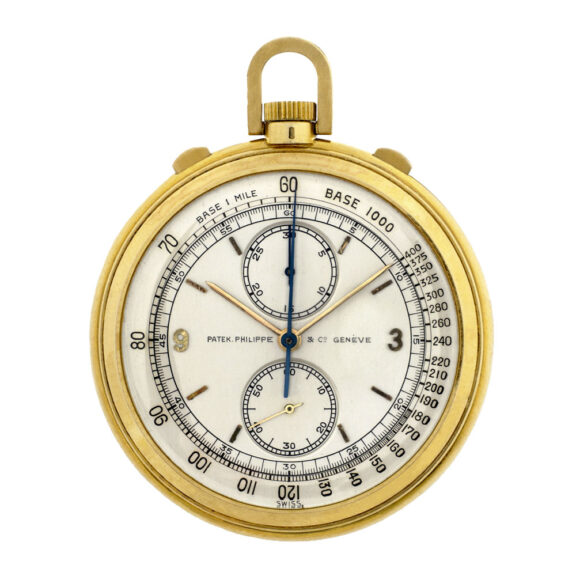 Swiss gold watch with tachometer scale and chronograph Circa 1942