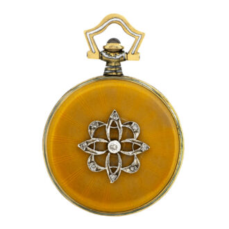 Swiss 14K gold and peach enamel lady's watch Circa 1910