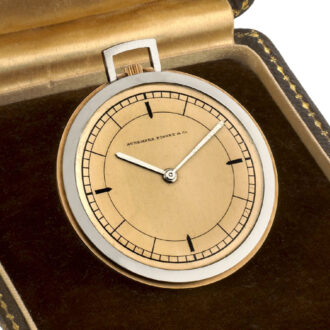 Swiss 18k pink and white gold dress pocket watch Circa 1940