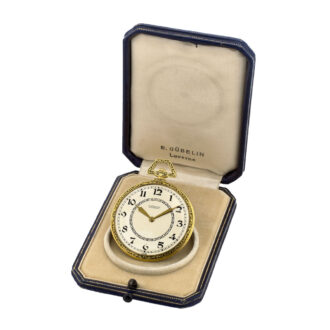 Swiss 18k yellow gold and enamel decorated pocket watch Circa 1930