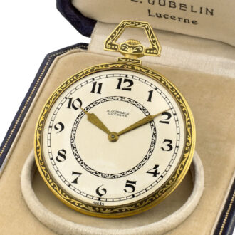 Swiss 18k yellow gold and enamel decorated pocket watch Circa 1930