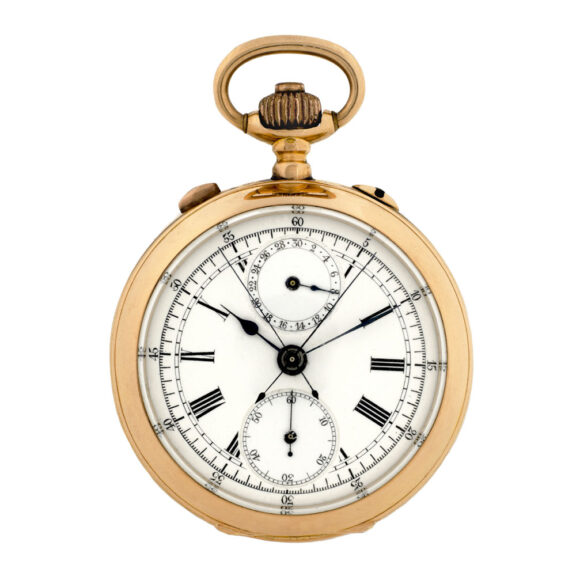 Swiss pink gold watch with split-seconds chronograph Circa 1915