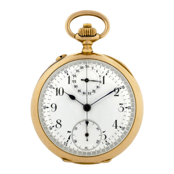 Swiss/French gold watch with chronograph and register Circa 1900