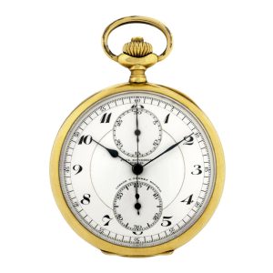 Swiss 18k gold keyless watch with chronograph Circa 1930