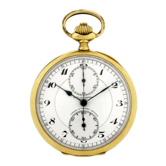 Swiss 18k gold keyless watch with chronograph Circa 1930