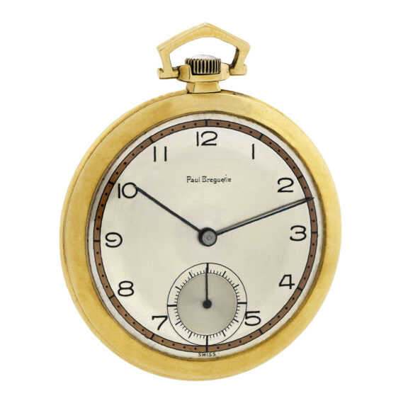Swiss 14K gold pocket watch with two-tone dial Circa 1930