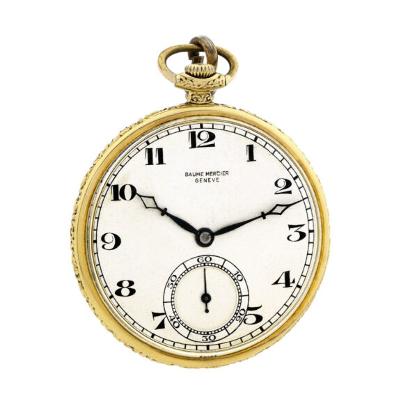 Swiss 18K gold lever dress watch with gold chain Circa 1930