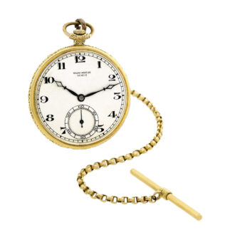Swiss 18K gold lever dress watch with gold chain Circa 1930
