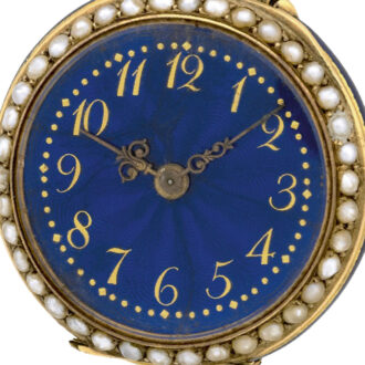 Swiss 14k gold and enamel lady's pendant watch Circa 1890