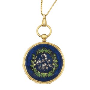 Swiss gold, diamond and enamel hunting cased watch Circa 1850