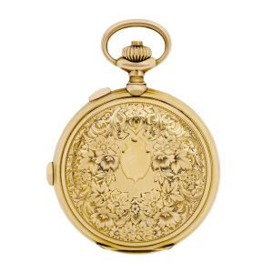 Swiss 18K gold split seconds chronograph pocket watch Circa 1925