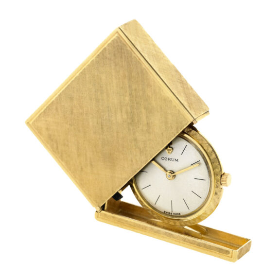 Swiss unusual 14K yellow gold rectangular purse watch Circa 1960