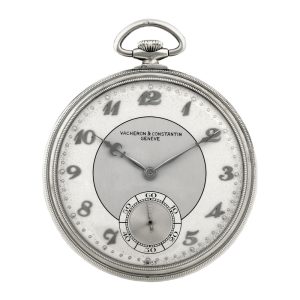 Swiss thin 18K white gold keyless pocket watch Circa 1940