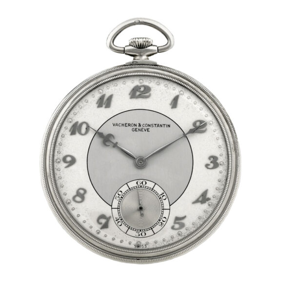 Swiss thin 18K white gold keyless pocket watch Circa 1940