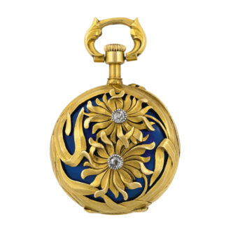 Swiss 18K gold, diamond and enamel pendant watch Circa 1880