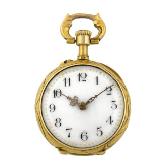 Swiss 18K gold, diamond and enamel pendant watch Circa 1880