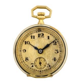 Swiss 18K gold, diamond and enamel pendant watch Circa 1895
