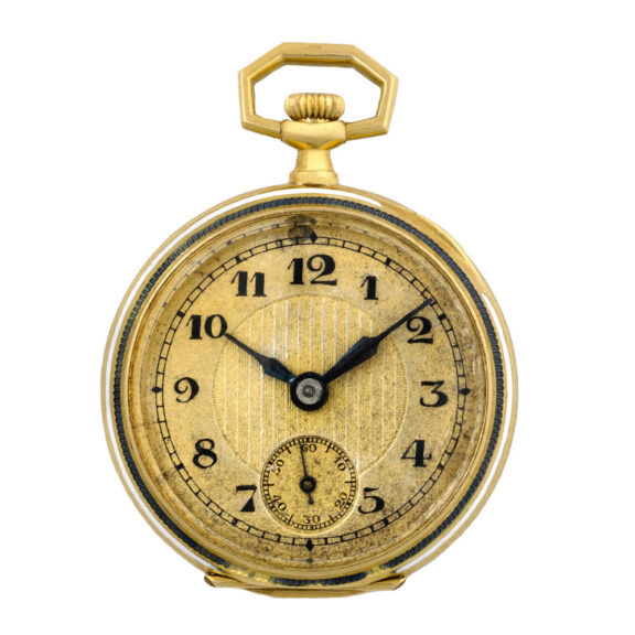 Swiss 18K gold, diamond and enamel pendant watch Circa 1895 Swiss 18K gold, diamond and enamel pendant watch Circa 1895