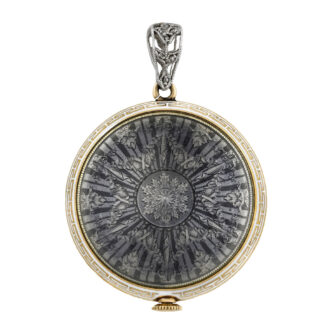 Swiss 14 carat gold and enamel keyless pendant watch Circa 1900 Swiss 14 carat gold and enamel keyless pendant watch Circa 1900