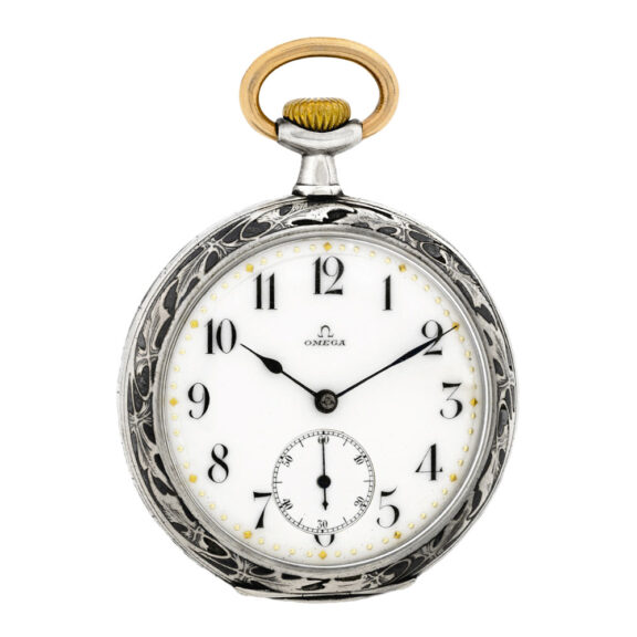 Swiss silver Art Nouveau keyless lever pocket watch Circa 1900