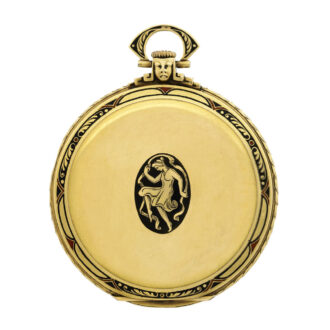 Swiss 18 Carat yellow gold and enamel dress pocket watch Circa 1930
