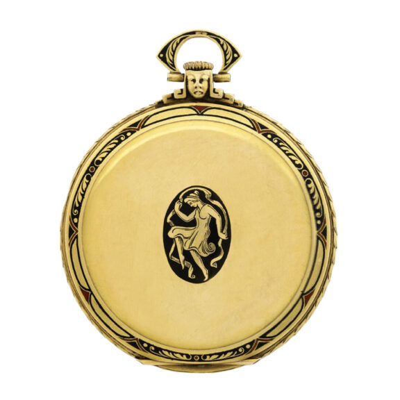 Swiss 18 Carat yellow gold and enamel dress pocket watch Circa 1930