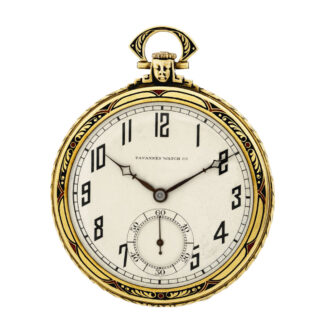 Swiss 18K yellow gold and enamel dress pocket watch Circa 1930
