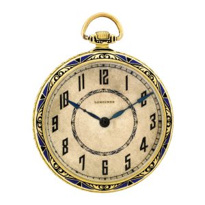 Swiss gold and enamel Art Deco pocket watch Circa 1920