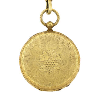 Swiss 18K gold lever watch with matching chain Circa 1820