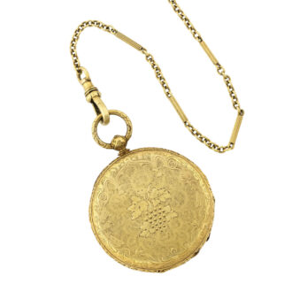 Swiss 18K gold lever watch with matching chain Circa 1820