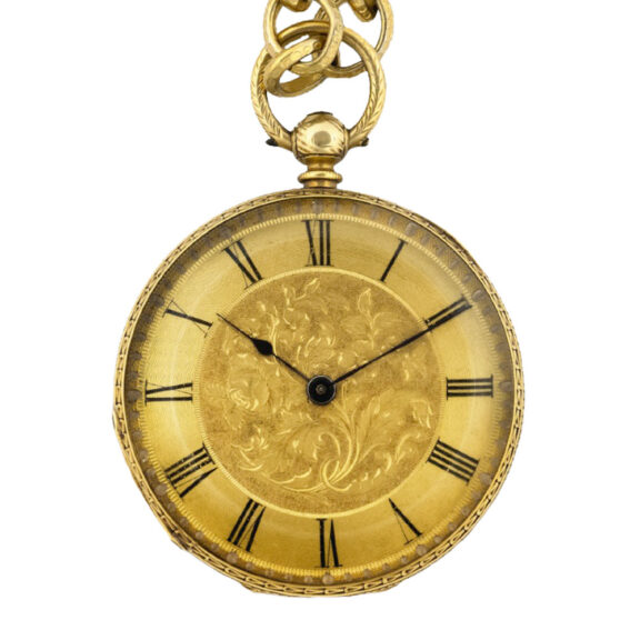 Swiss 18K gold open faced cylinder lady's watch Circa 1880