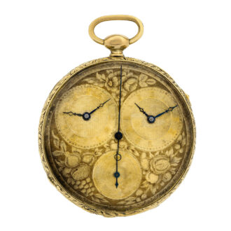 English gold pocket watch with two-time zones dial Circa 1900