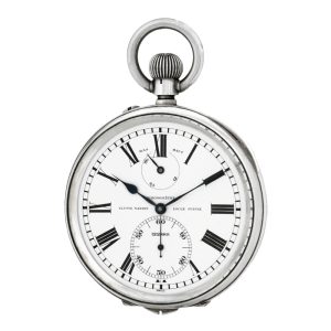 Swiss silver chronometer deck watch with power reserve Circa 1940