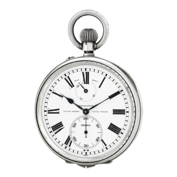 Swiss silver chronometer deck watch with power reserve Circa 1940