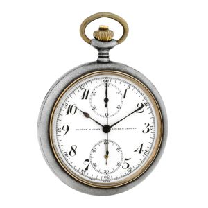 Swiss nickel keyless pocket watch with chronograph Circa 1940