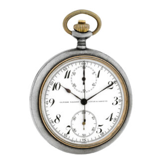 Swiss nickel keyless pocket watch with chronograph Circa 1940