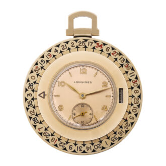 Swiss 14k gold watch with spinning roulette wheel Circa 1950